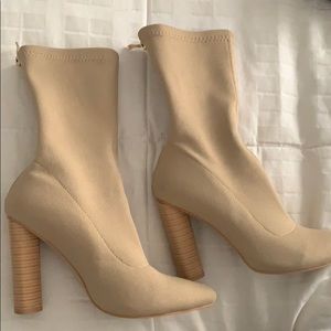 Ego Shoes Zip up beige booties